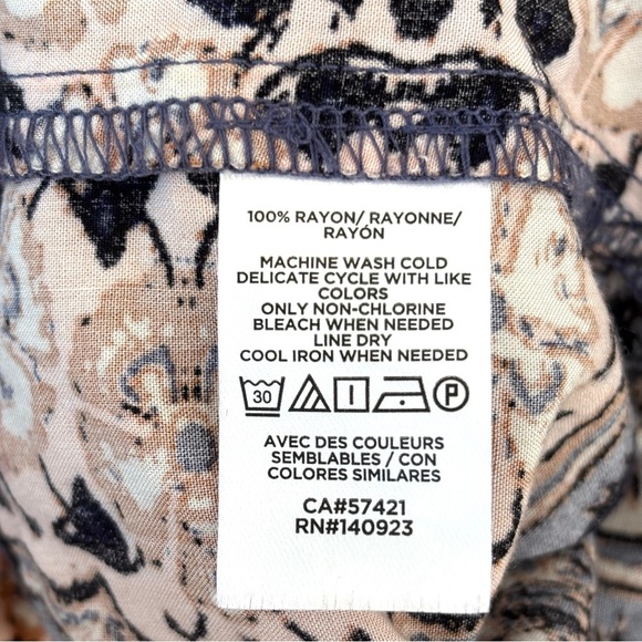 Loft Outlet Floral Medallion Popover Peasant Blouse Boho Blue Gray XL - Picture 10 of 11